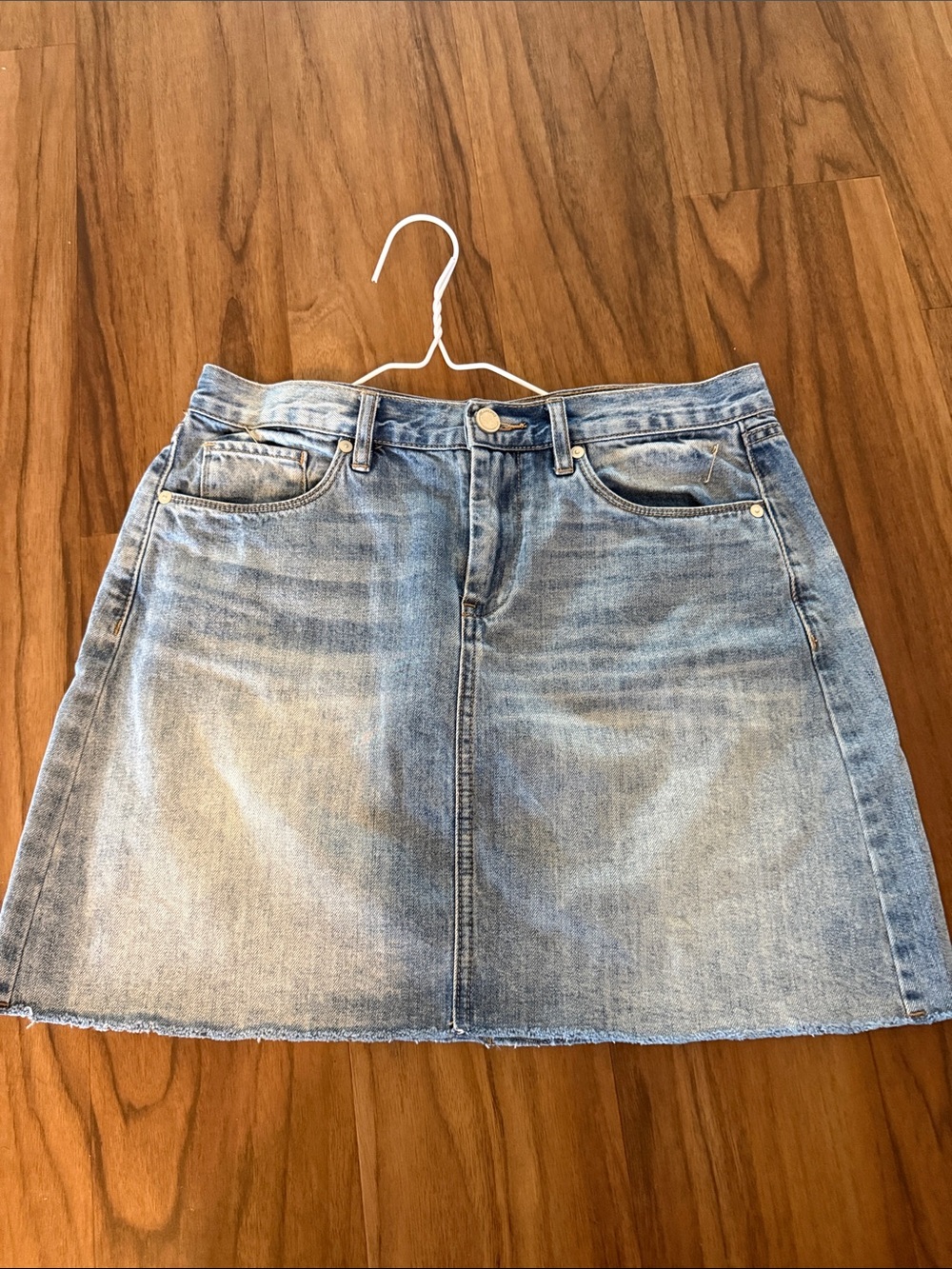 Blank NYC Faded Light Blue Denim A-Line Skirt